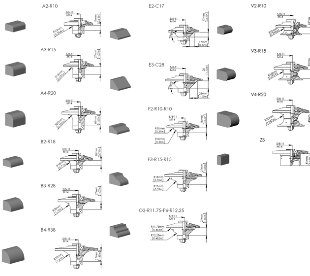 brazed-router bits-profiles