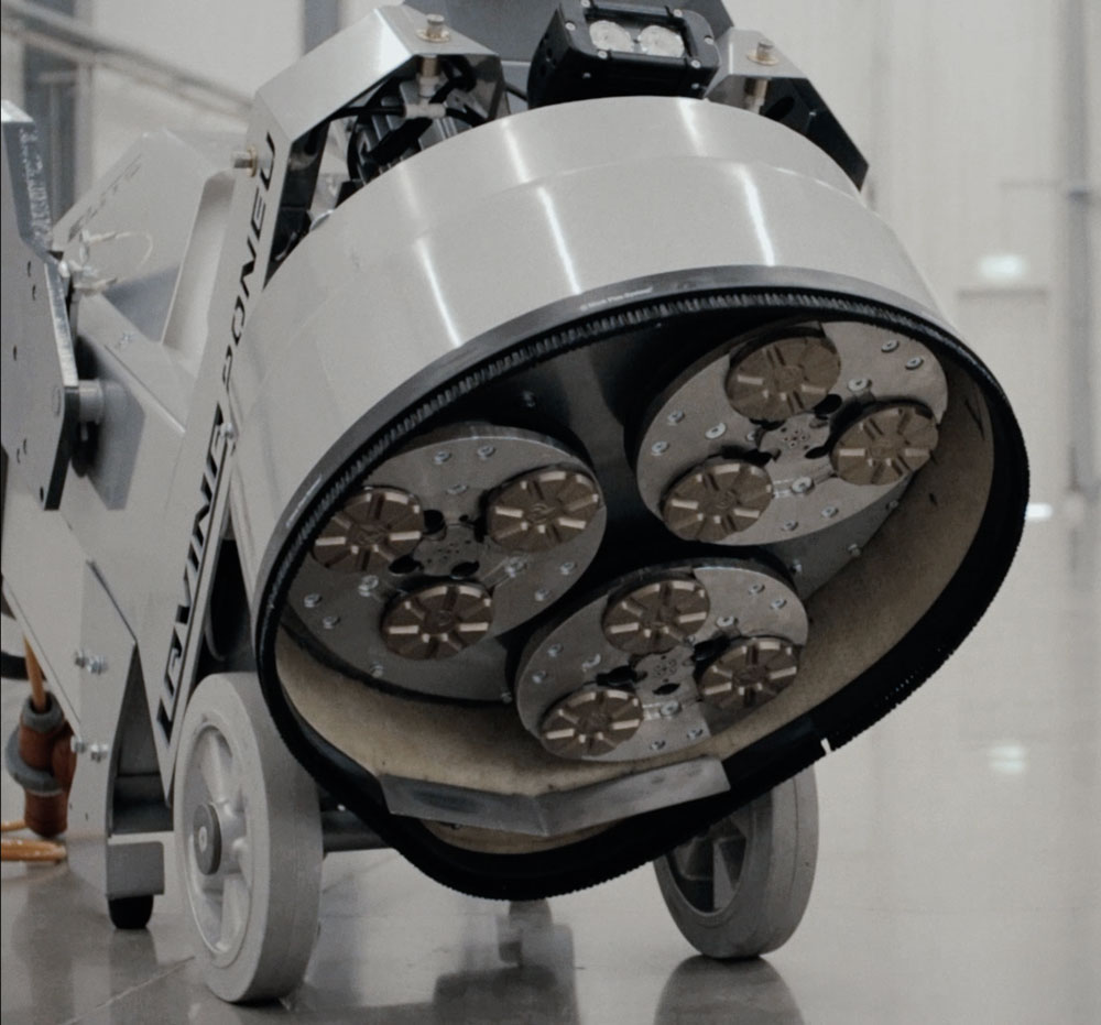 concrete grinding with metal pucks