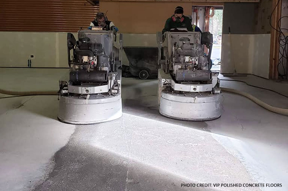 32" grinder prepping concrete