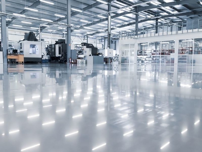 polished concrete floor in industrial plant