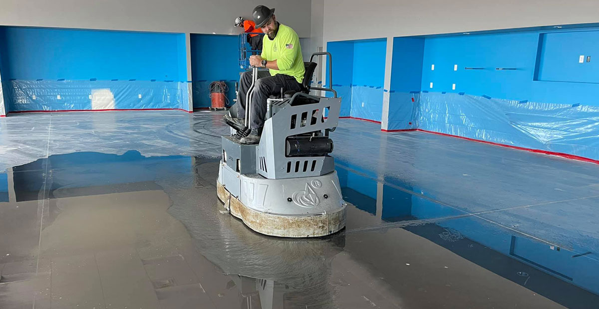 concrete polishing with power trowel