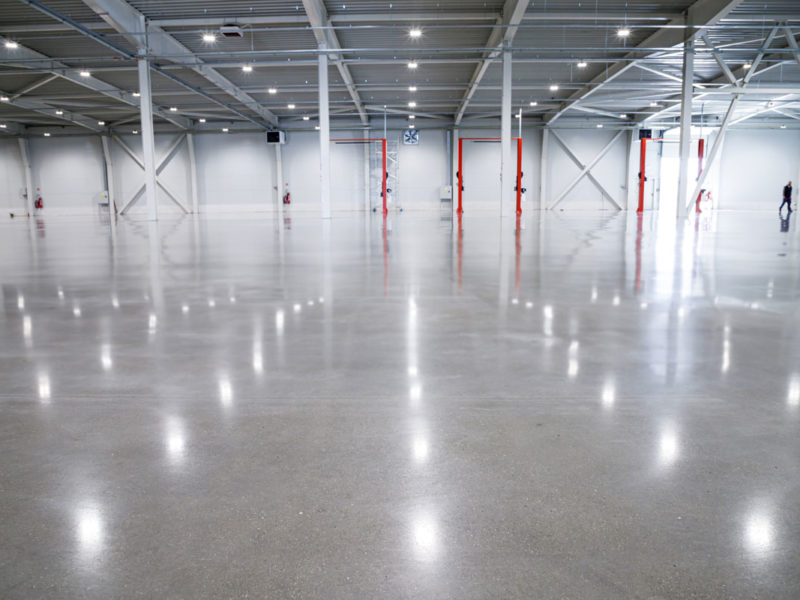 polished concrete in industrial plant