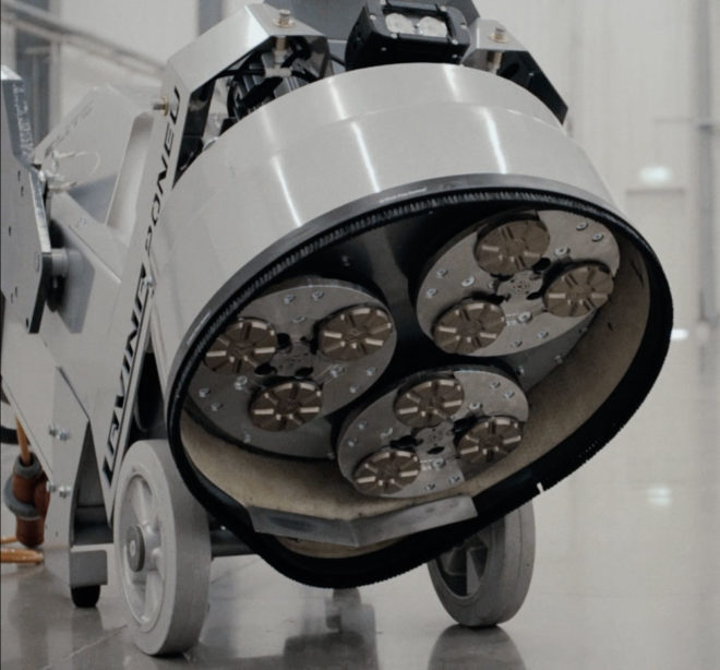 concrete grinding with metal pucks
