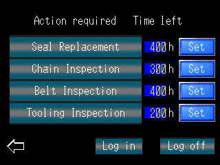 Maintenence Alerts on HMI screen